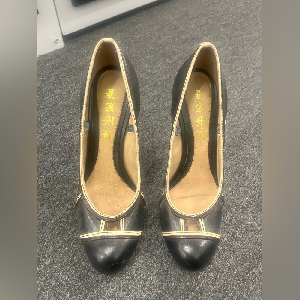 L.a.m.b. Tiva black leather platform